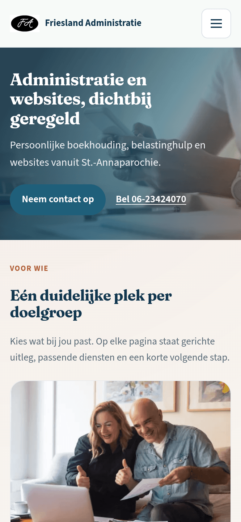 Voorbeeld van Frieslandadministratie.nl, mobiel